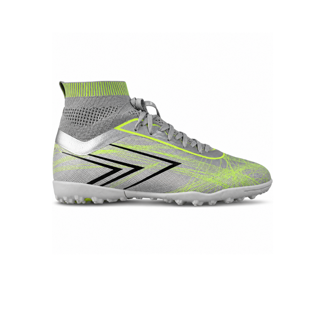 SAIFEINU TF240513 Botines de Fútbol TF color Gris/Amarillo fluorescente